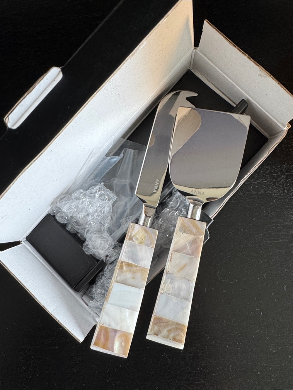 Mother-of-Pearl Handle Cheese Knife Set - Pearl, Cream, Brown